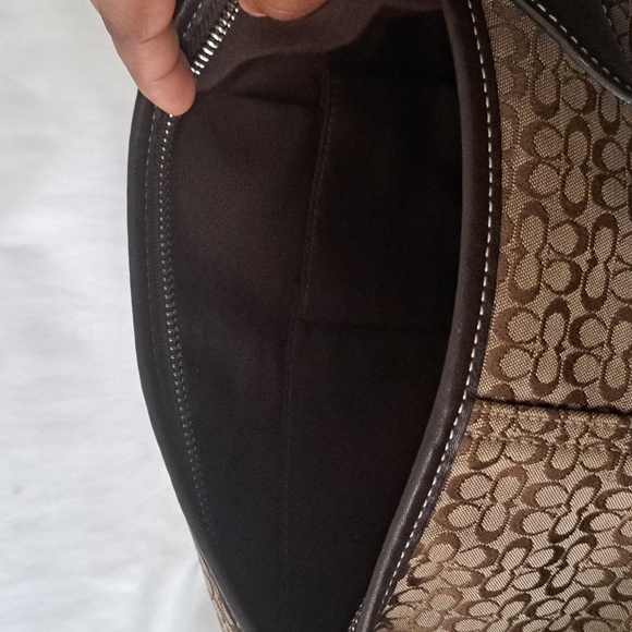 Vintage Coach Signature Mini Cs brown/beige canvas leather hobo soho bag NWOT - Picture 11 of 13